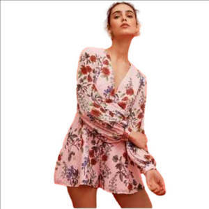 Keepsake The Label “Need You Now” Floral Swiss Dot Romper | Pink | Size M